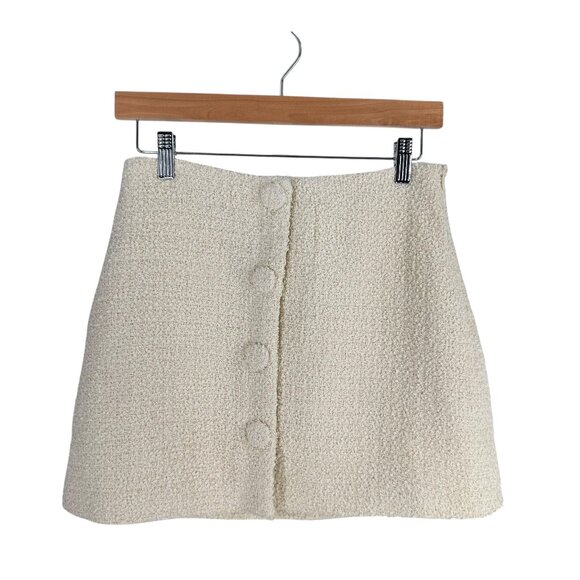 Tuckernuck NEW Cream Tweed Scarlet Retro Button Mini Skirt Size L - Picture 2 of 6